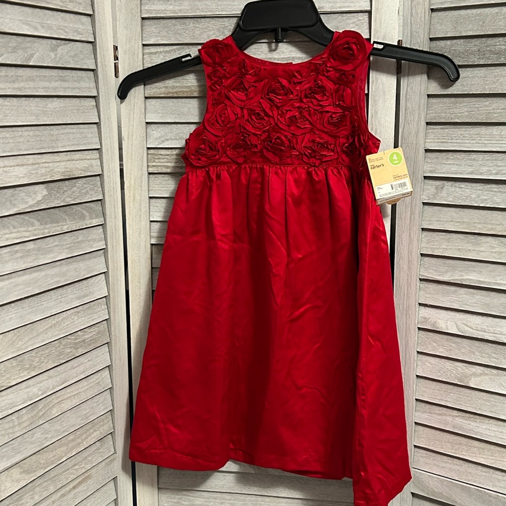 Carter's Elegant Red Rosette Dress